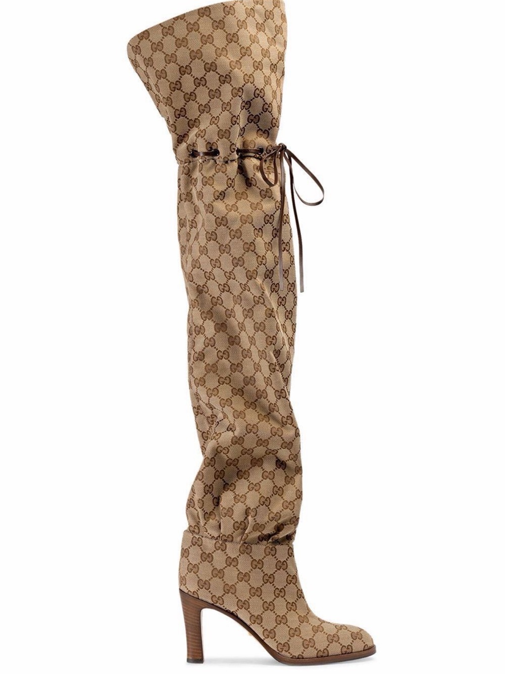 Gucci Beige/Brown GG Monogram Thigh-High Boot
